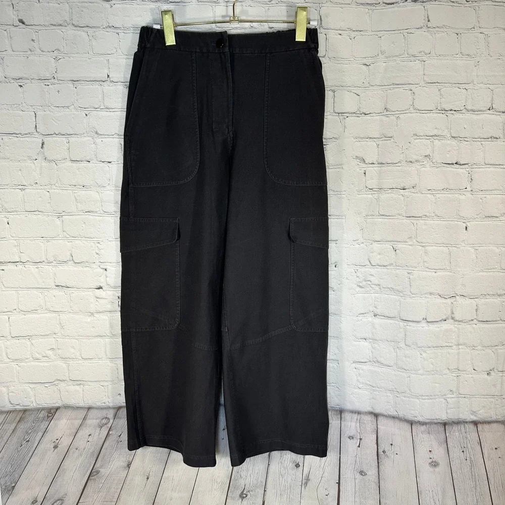 Lululemon High Rise Wide Leg Cargo Pants Black Size 4 Cropped Utilitarian Canvas